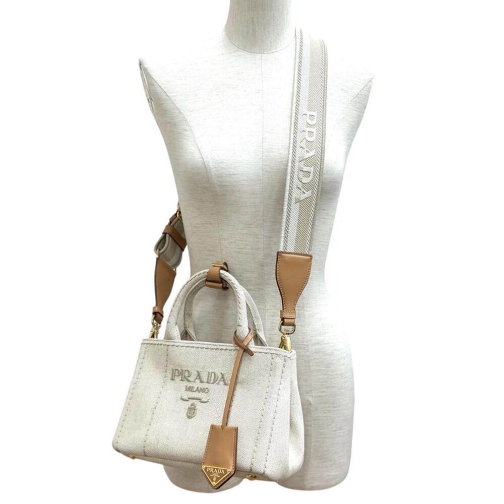 Prada Jardinire Linen Blend Handbag - Picture 4 of 10